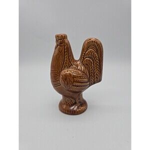 Vintage Chicken Rooster Salt Shaker Brown Glaze 5” Tall California Pottery USA